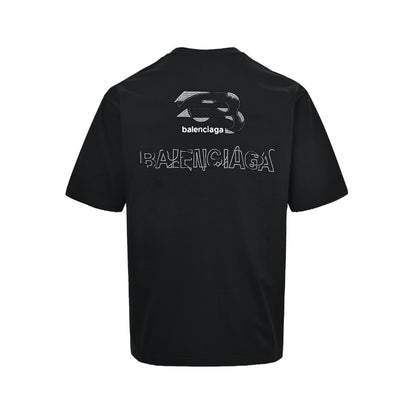 Balenciaga patchwork contrast color washed hole short sleeves