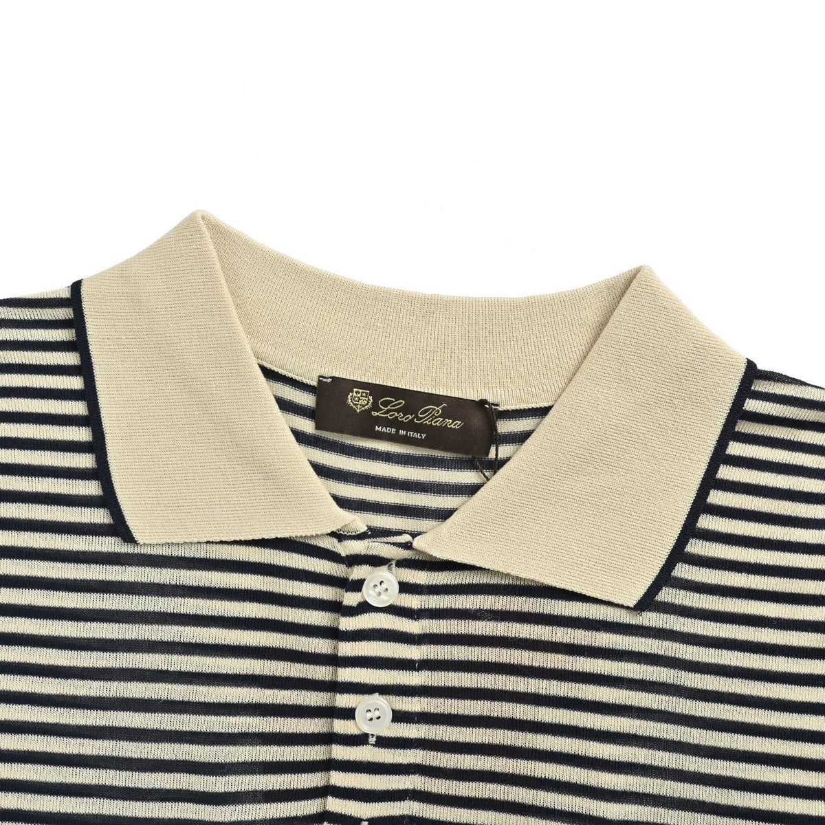 Loro Piana LP 25ss Striped Knit Polo Short Sleeve