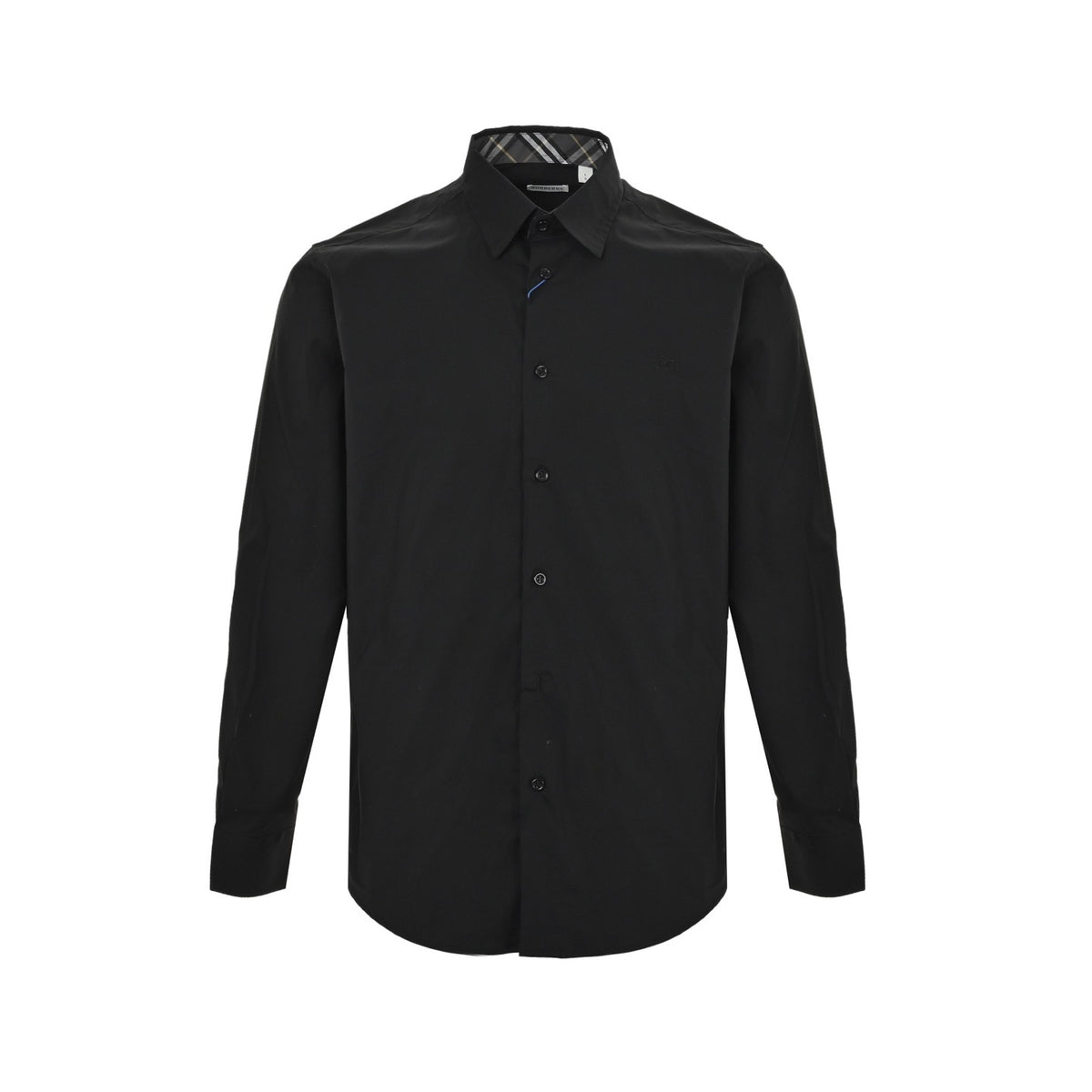 Burberry war horse logo embroidered cuff collar plaid shirt