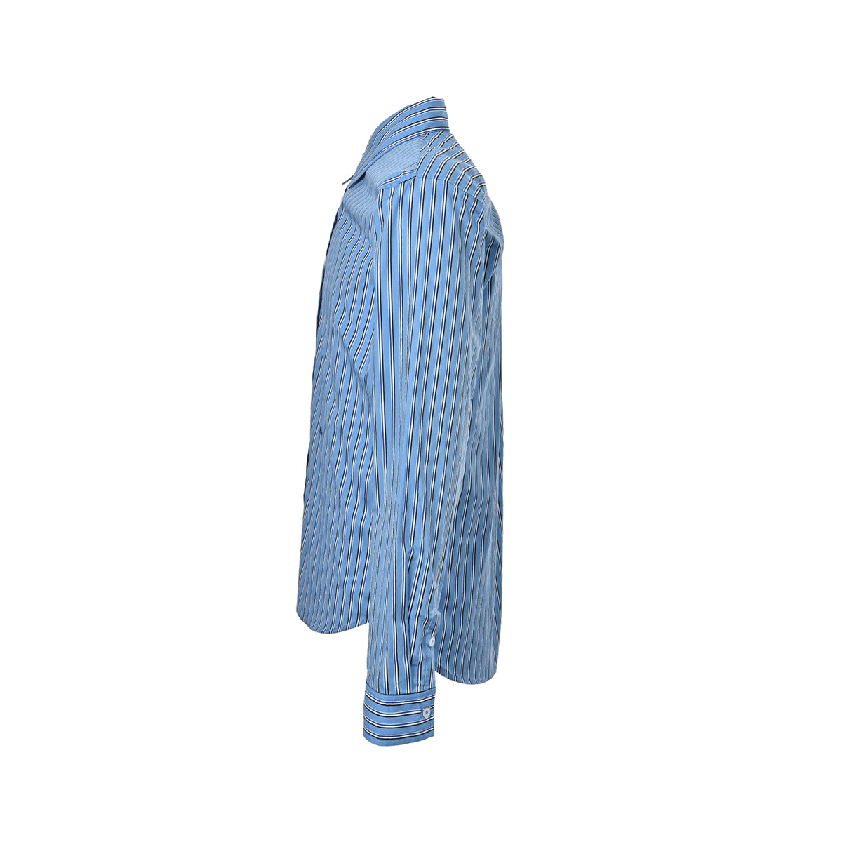 Dior show blue vertical striped long-sleeved shirt