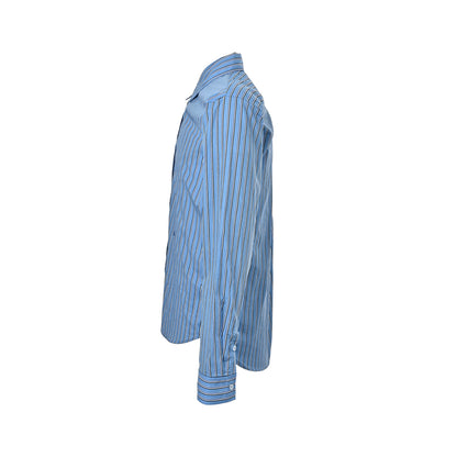 Dior show blue vertical striped long-sleeved shirt
