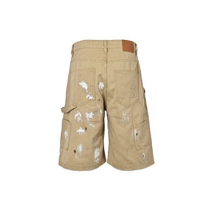Louis Vuitton graffiti embroidered washed cargo denim shorts