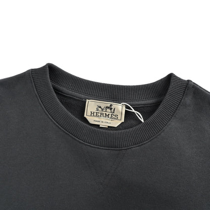 Hermes/Hermès saddle stud patch round neck sweatshirt