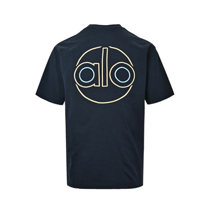 ALO contrasting ring embroidered front and back double-sided logo embroidered short sleeves