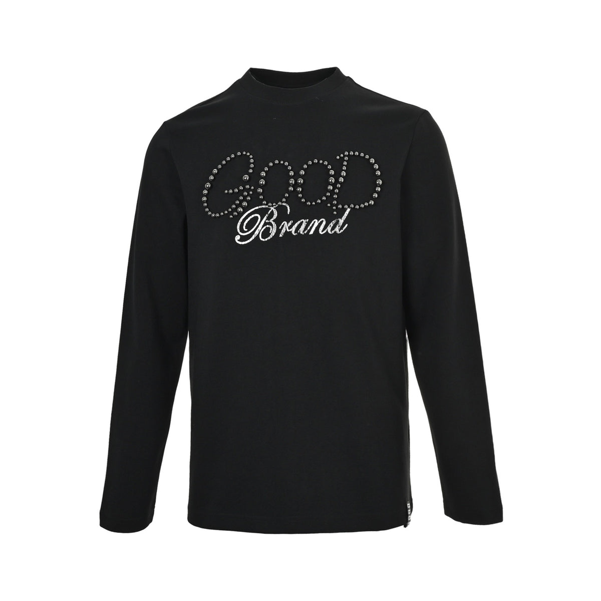 Good Brand Dark pattern electroplated porcelain pearl letters embroidered letters laminated T-shirt