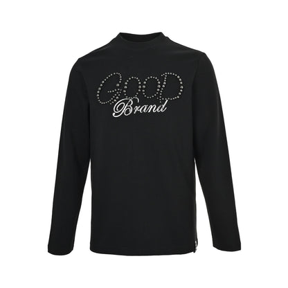 Good Brand Dark pattern electroplated porcelain pearl letters embroidered letters laminated T-shirt