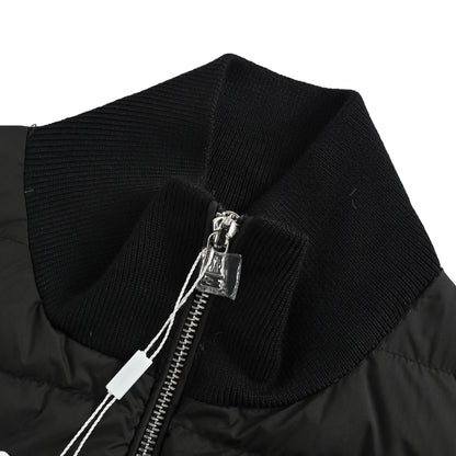 Moncler/Mask 25Fw leather pocket knitted patchwork down jacket