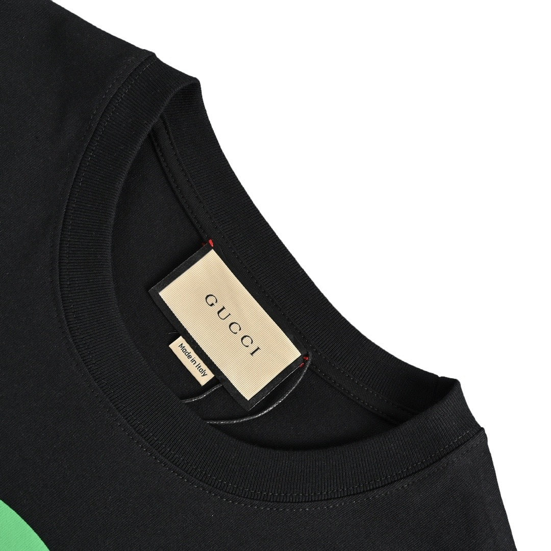 Gucci 23ss double G interlocking color block logo printed short sleeves
