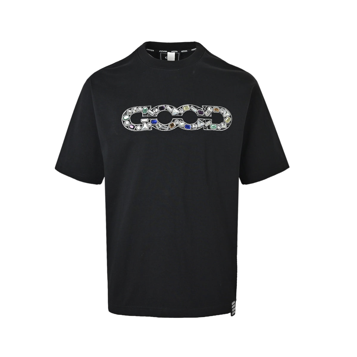 GOODBRAND 26ss gem-encrusted logo short sleeves