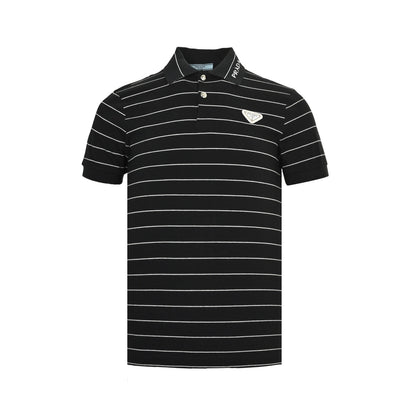 Prada 25ss triangle logo striped Polo short sleeves