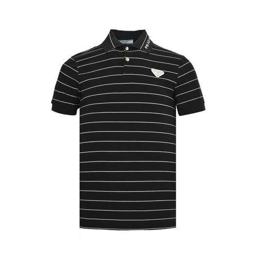 Prada 25ss triangle logo striped Polo short sleeves