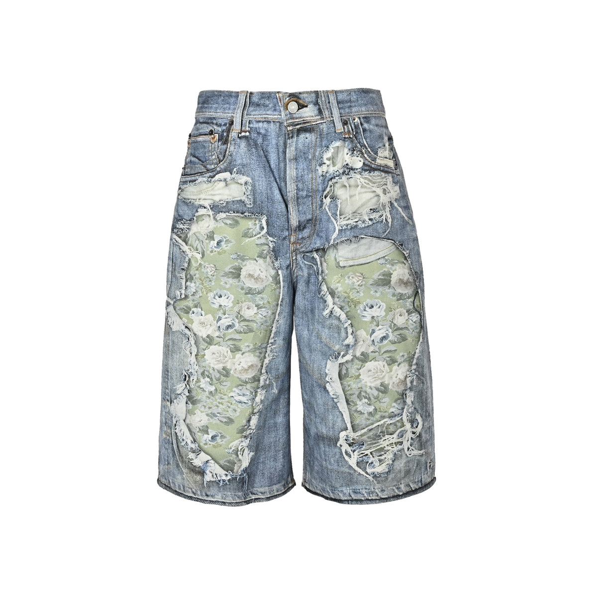 Acne Studios 3D printed floral denim shorts