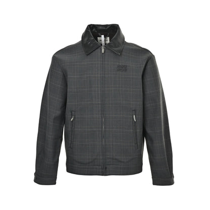 Miu Miu leather collar plaid jacket