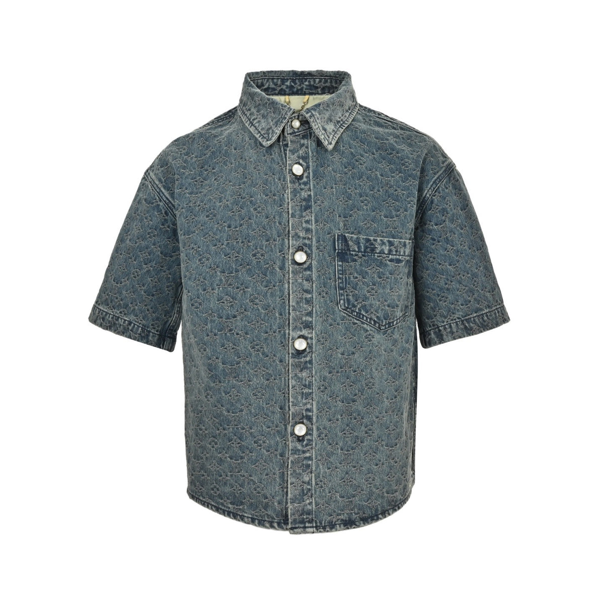 Louis Vuitton 25ss all-over old flower jacquard suit denim short-sleeved shirt
