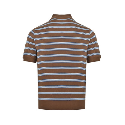 Moncler/mask brown striped knitted Polo short sleeves