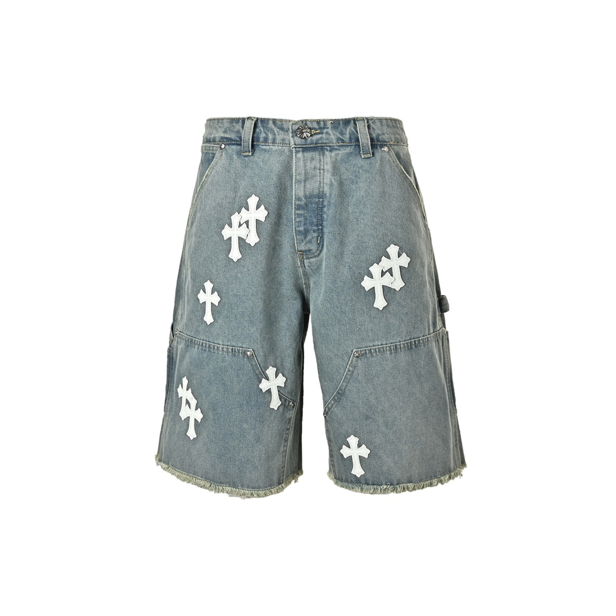 Chrome Hearts/Chrome Heart leather label cross denim shorts
