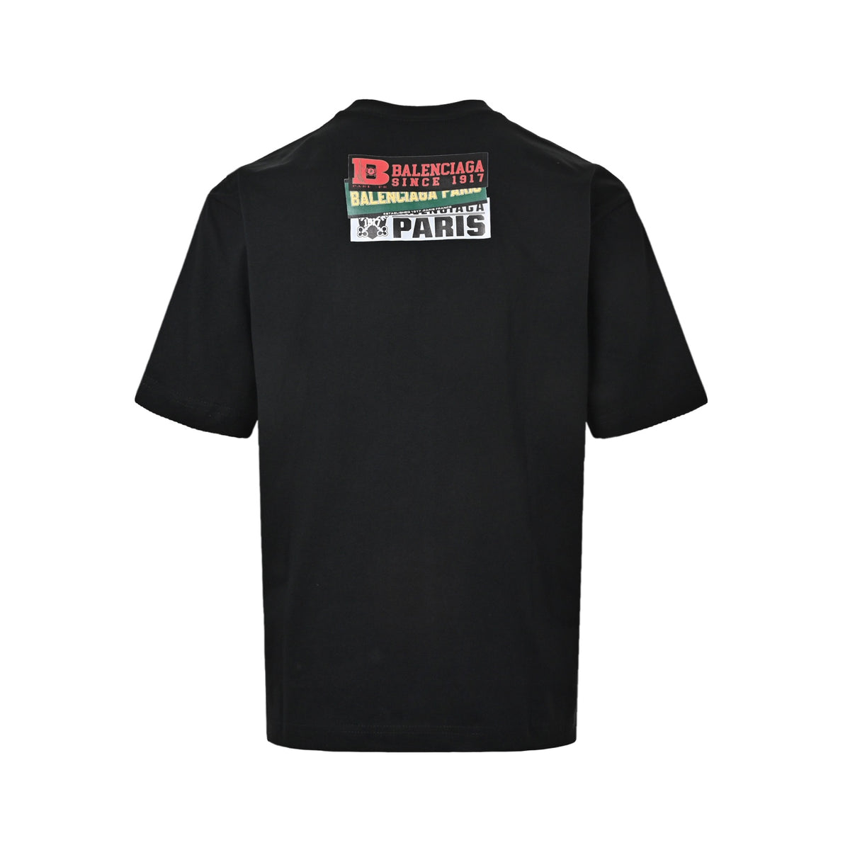Balenciaga/Balanciaga 26ss stacked label tape printed letter embroidery short sleeves