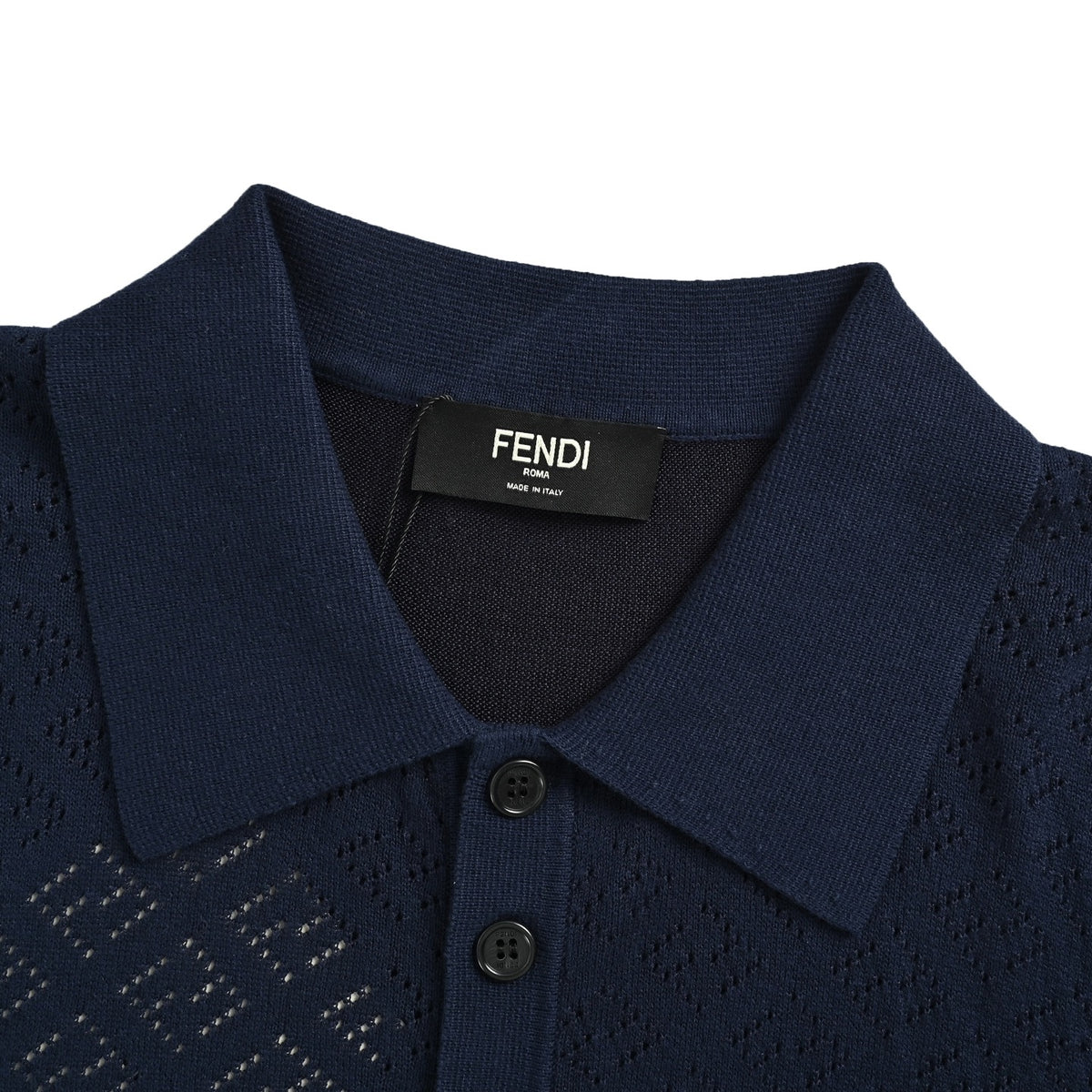 Fendi oblique FF hollow jacquard knitted Polo short sleeves