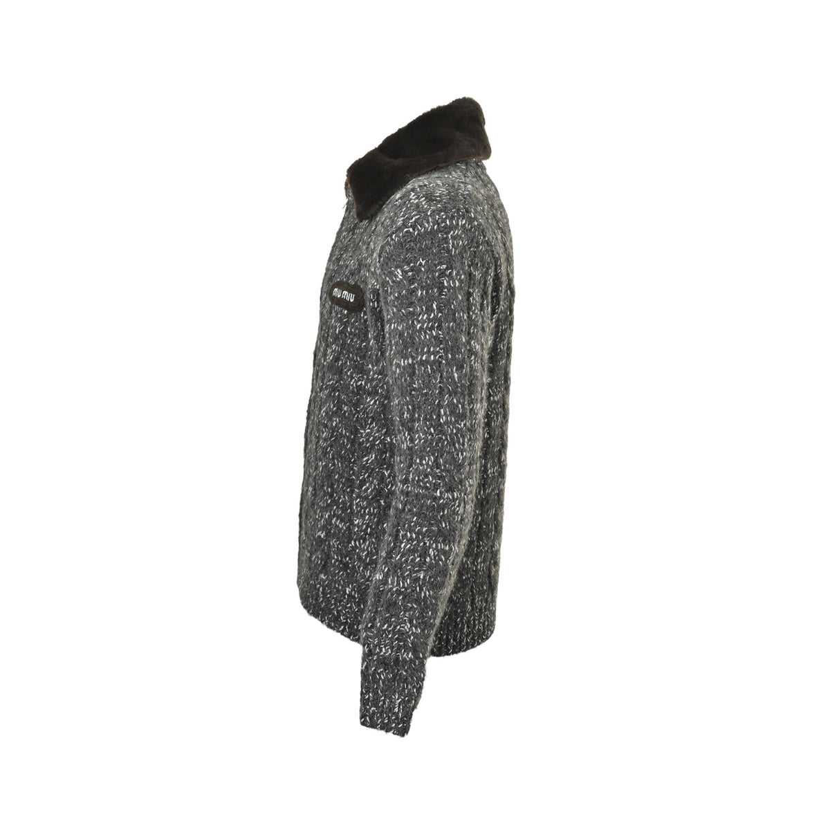 Miu Miu 25Fw mink collar fur and wool zipper jacket