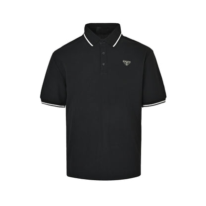 Prada 25ss black striped Polo short sleeves