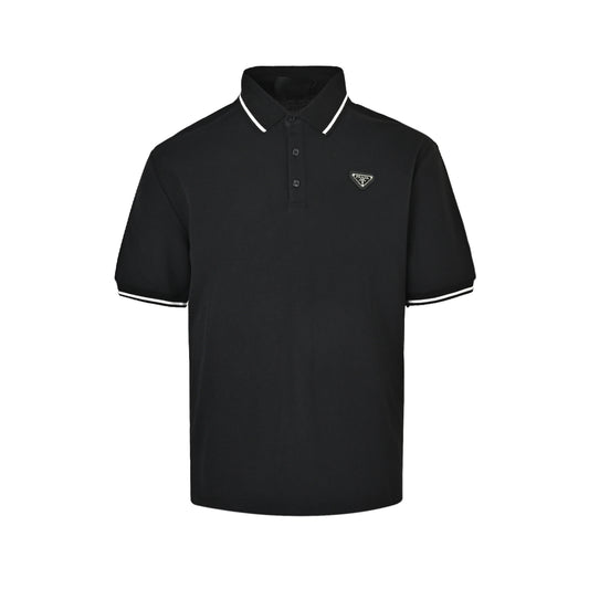 Prada 25ss black striped Polo short sleeves