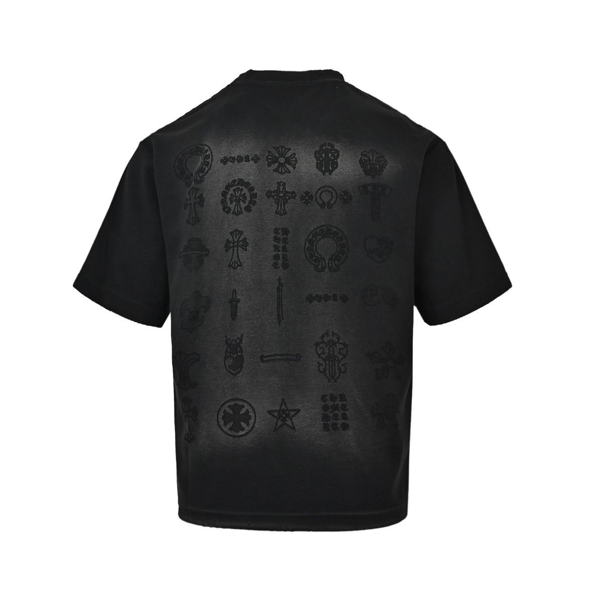 Chrome Hearts Fully Printed Logo Laser Destruction Washed Short Sleeves
