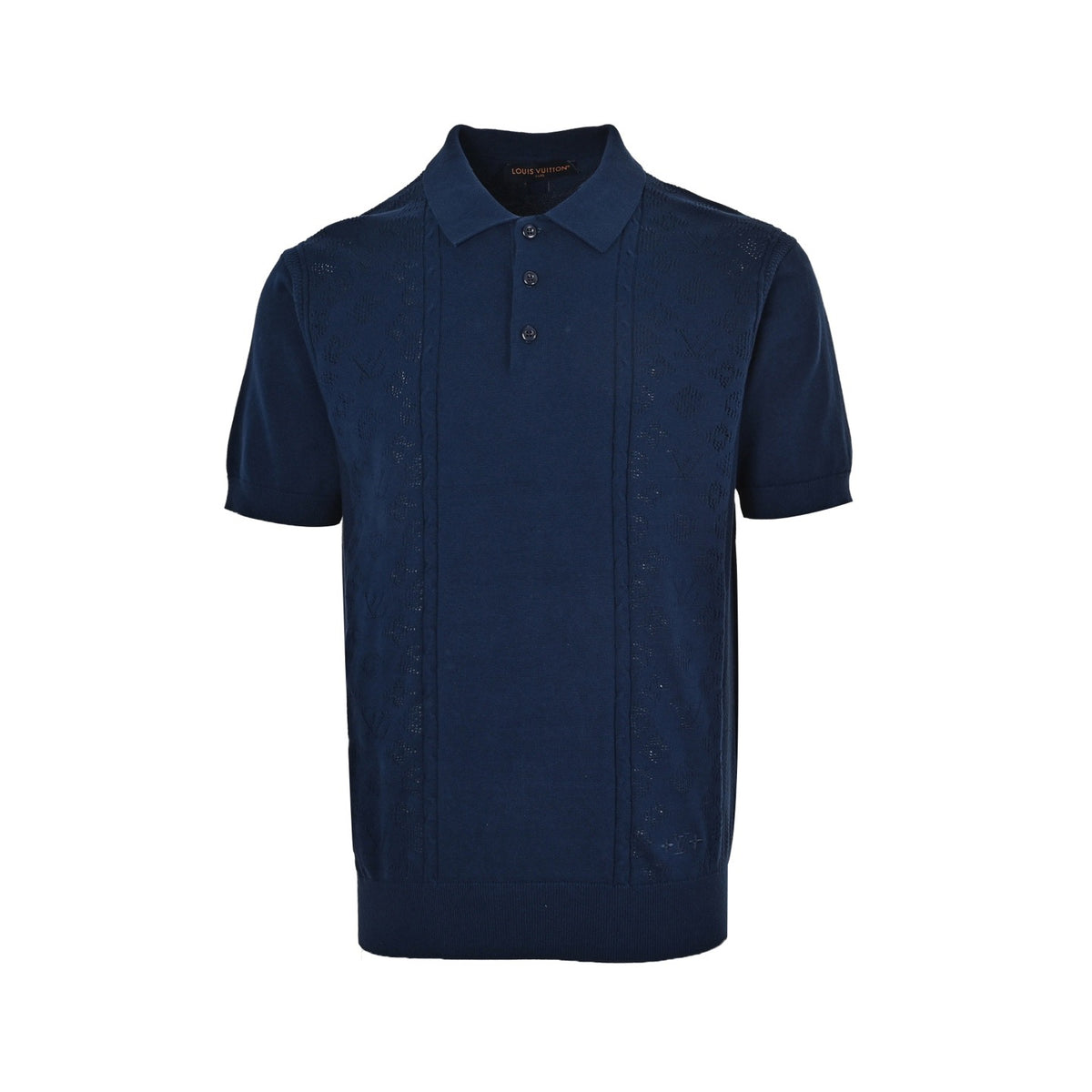 Louis Vuitton 26ss hollow letter jacquard knitted Polo short sleeves
