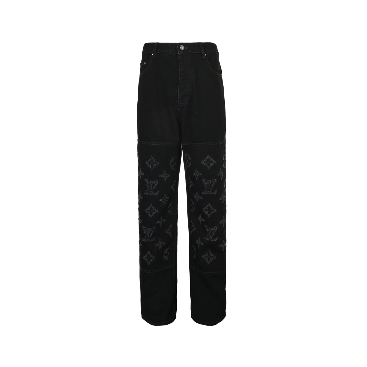 Louis Vuitton burnt flower washed ripped jeans