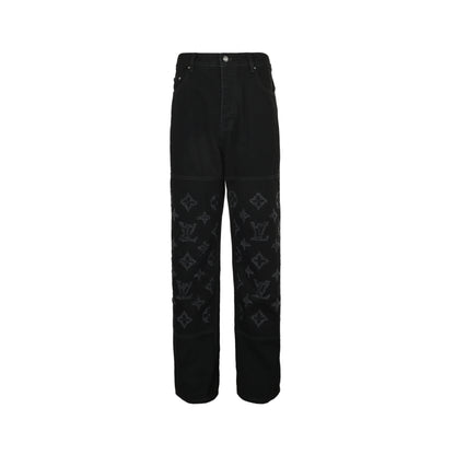 Louis Vuitton burnt flower washed ripped jeans