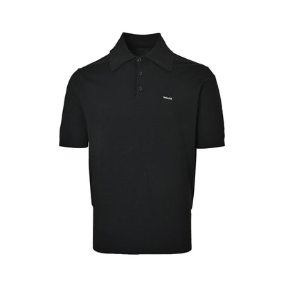 Prada embroidered logo knitted Polo short sleeves