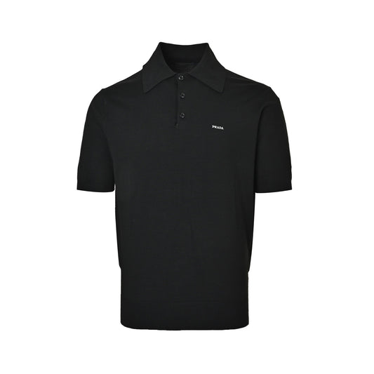Prada embroidered logo knitted Polo short sleeves