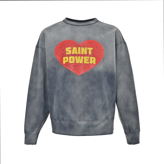 SAINT MICHAEL distressed love print crew neck sweatshirt