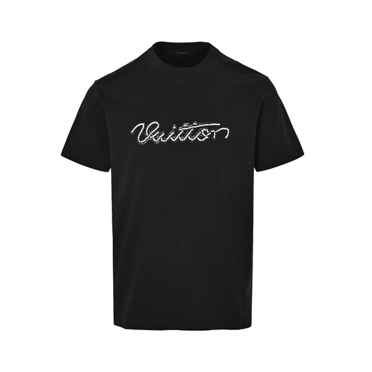 Louis Vuitton 26ss beaded signature letter short sleeves