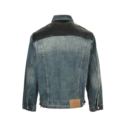 Prada 25Fw leather stitching denim jacket
