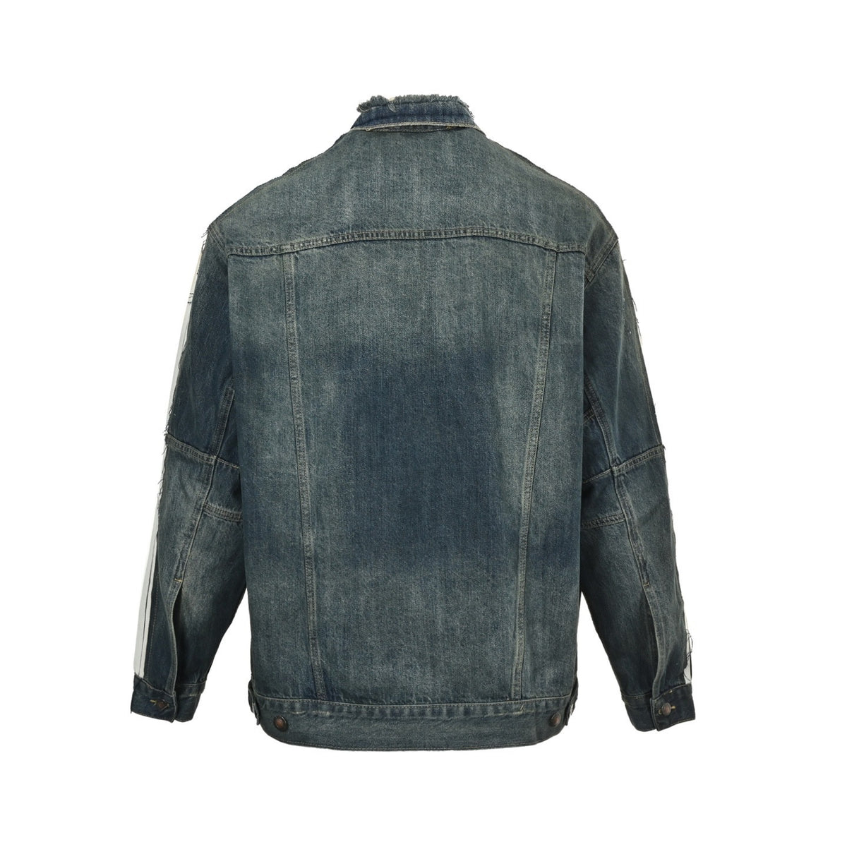 Balenciaga/Balanciaga 25Fw circular embroidered webbing splicing destroyed denim jacket