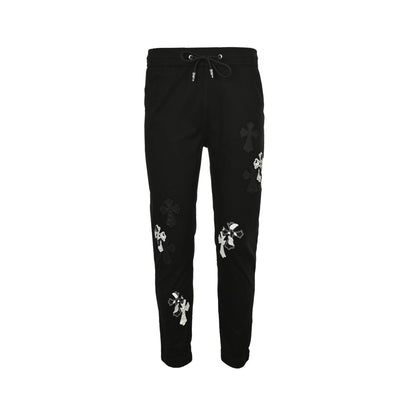 Chrome Hearts pressed leather cross patch embroidered trousers