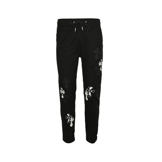 Chrome Hearts pressed leather cross patch embroidered trousers
