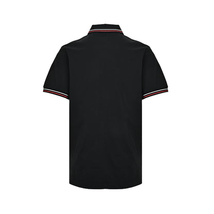 Prada Contrast Stripe Chest Embroidery Polo Short Sleeves