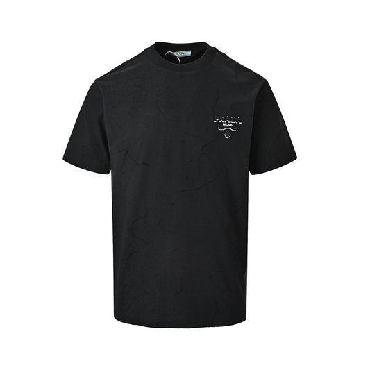 Prada dark jacquard 3D letter embroidery short sleeves