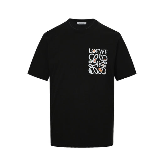 Loewe/Luo Yiwei 25ss chest printed logo short sleeves