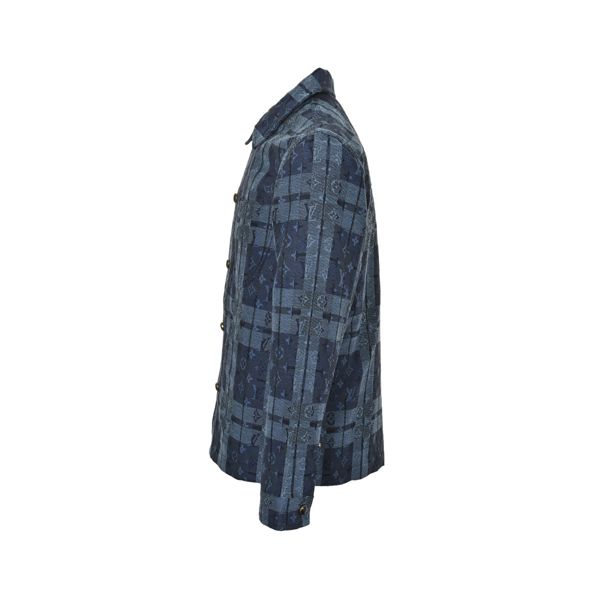 Louis Vuitton blue plaid jacquard denim shirt jacket