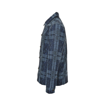 Louis Vuitton blue plaid jacquard denim shirt jacket