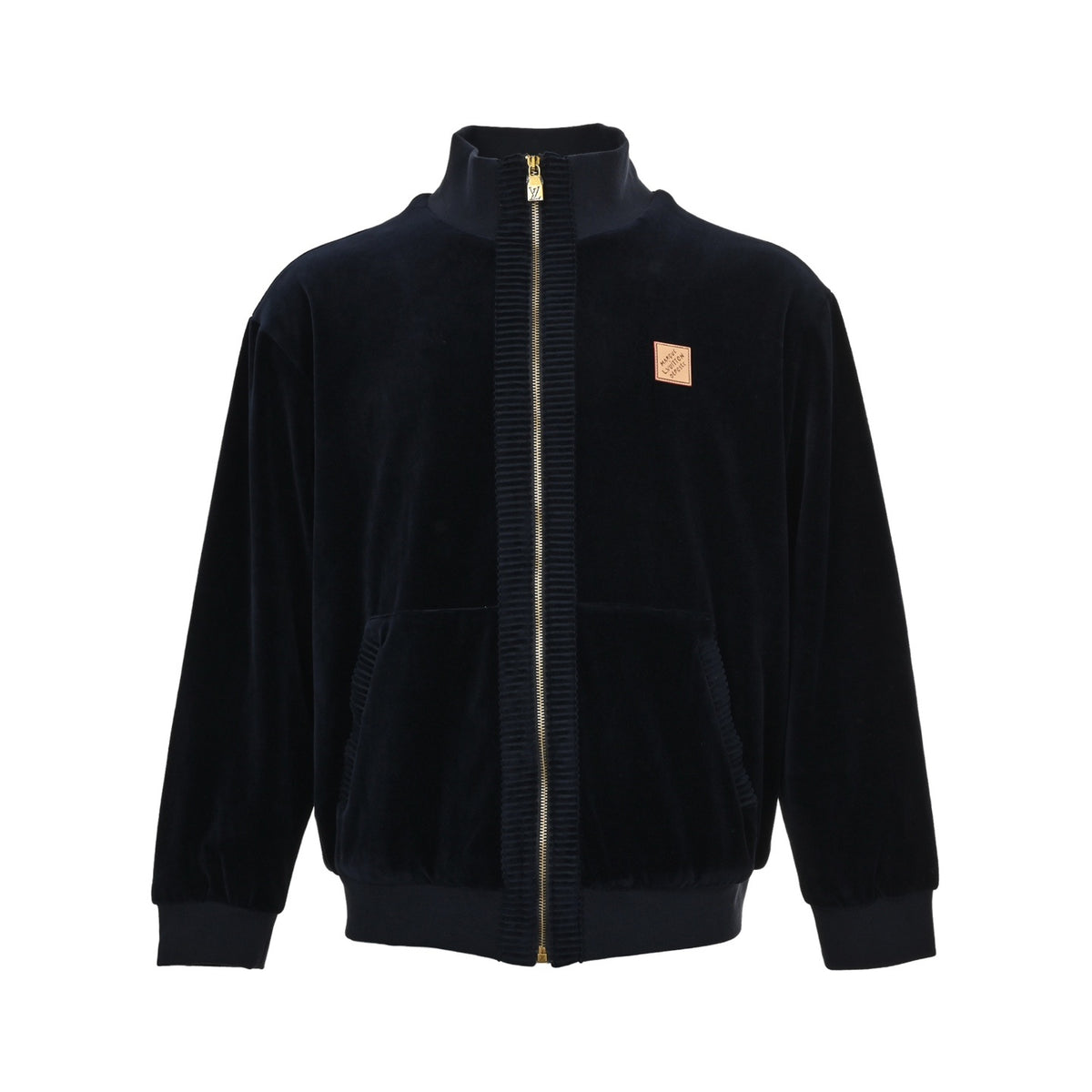 Louis Vuitton leather label velvet suit zipper pocket jacket