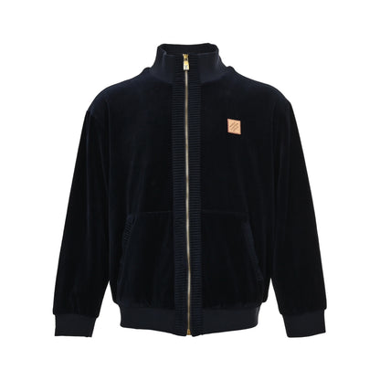 Louis Vuitton leather label velvet suit zipper pocket jacket