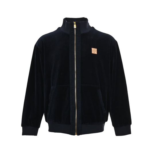 Louis Vuitton leather label velvet suit zipper pocket jacket