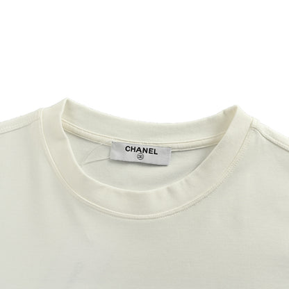 Chanel 25Fw dark pattern double C large logo three-dimensional embroidery long-sleeved T-shirt