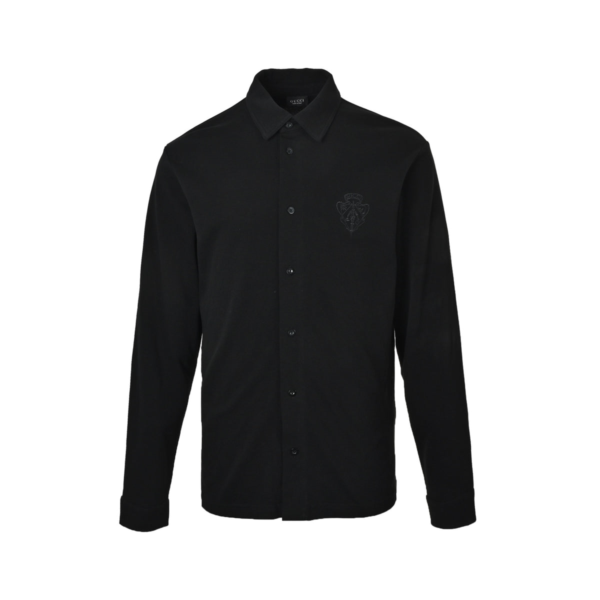 Gucci shield new logo embroidered pique cotton long-sleeved shirt