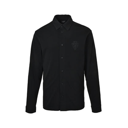Gucci shield new logo embroidered pique cotton long-sleeved shirt