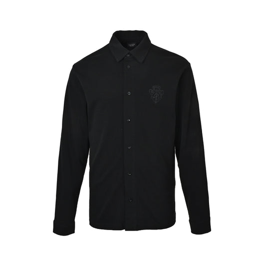 Gucci shield new logo embroidered pique cotton long-sleeved shirt
