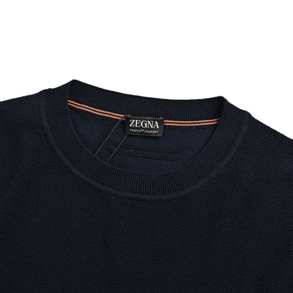ZEGNA/ Zegna Contrast color knitted wool blend short sleeves